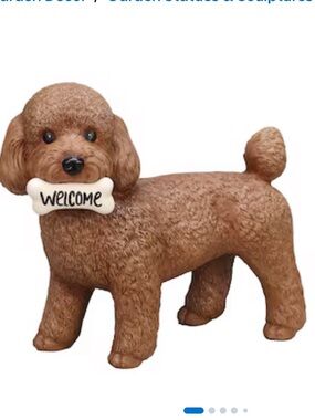 Brown Dog Garden Statue, Goldendoodle